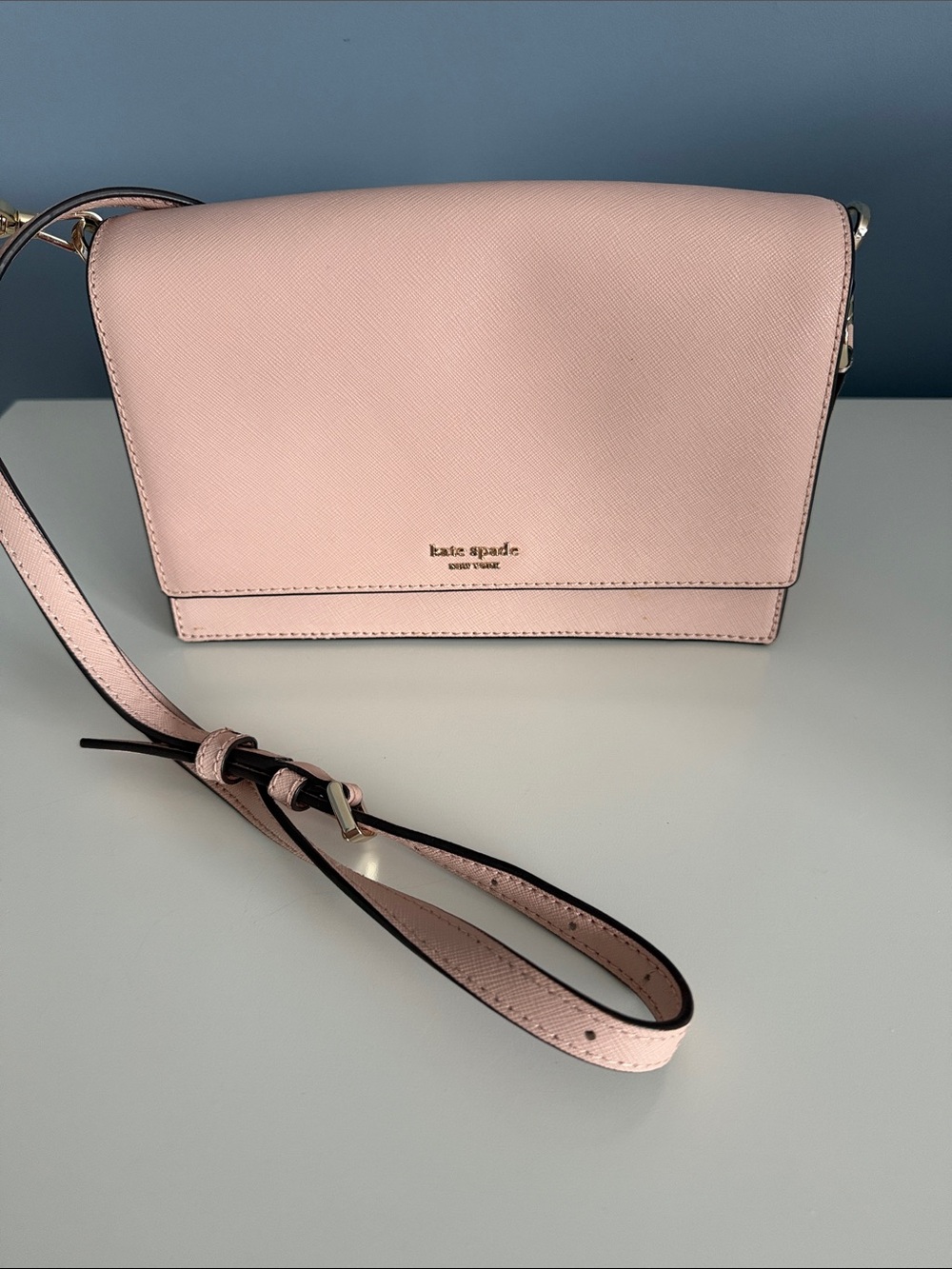 kate spade Blush Pink Saffiano Crossbody with silver Tone Hardware
